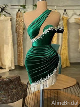Elegant Green One Shoulder Short Homecoming Dress-Tight Mini Dress, HD3206