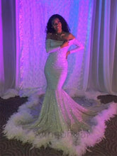 Sexy Off Shoulder Long Sleeves Mermaid Long Prom Dress, PD3728