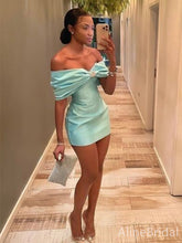 Sexy Blue Off-Shoulder Strapless Tight Short Homecoming Dress, HD327983