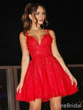 Sexy V-neck Spaghetti Strap A-line Short Homecoming Dress, HD327987