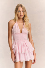 Deanna Heritage Halter Mini Dress - PINK