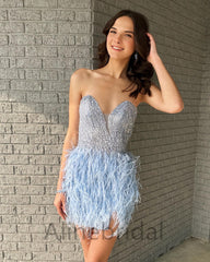 Sexy Sweetheart Blue V-neck Short Mini Homecoming Dress, Party Dress, HD3086