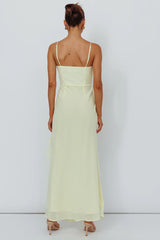 Jayna Ruffle Trim Split Dress Yellow