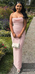 Elegant Light Pink Strapless Mermaid Long Prom Dress, Evening Dress, PD381943