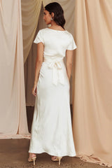 Irena Twist Bust Short Sleeve Dress Oyster