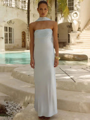 Elsa Scarf Satin Maxi Dress