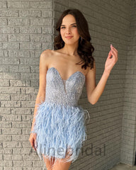 Sexy Sweetheart Blue V-neck Short Mini Homecoming Dress, Party Dress, HD3086